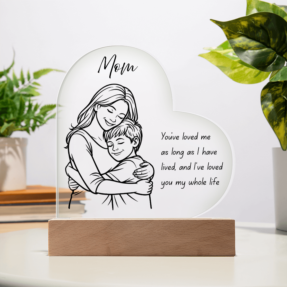 Clear acrylic engraved heart for Mom