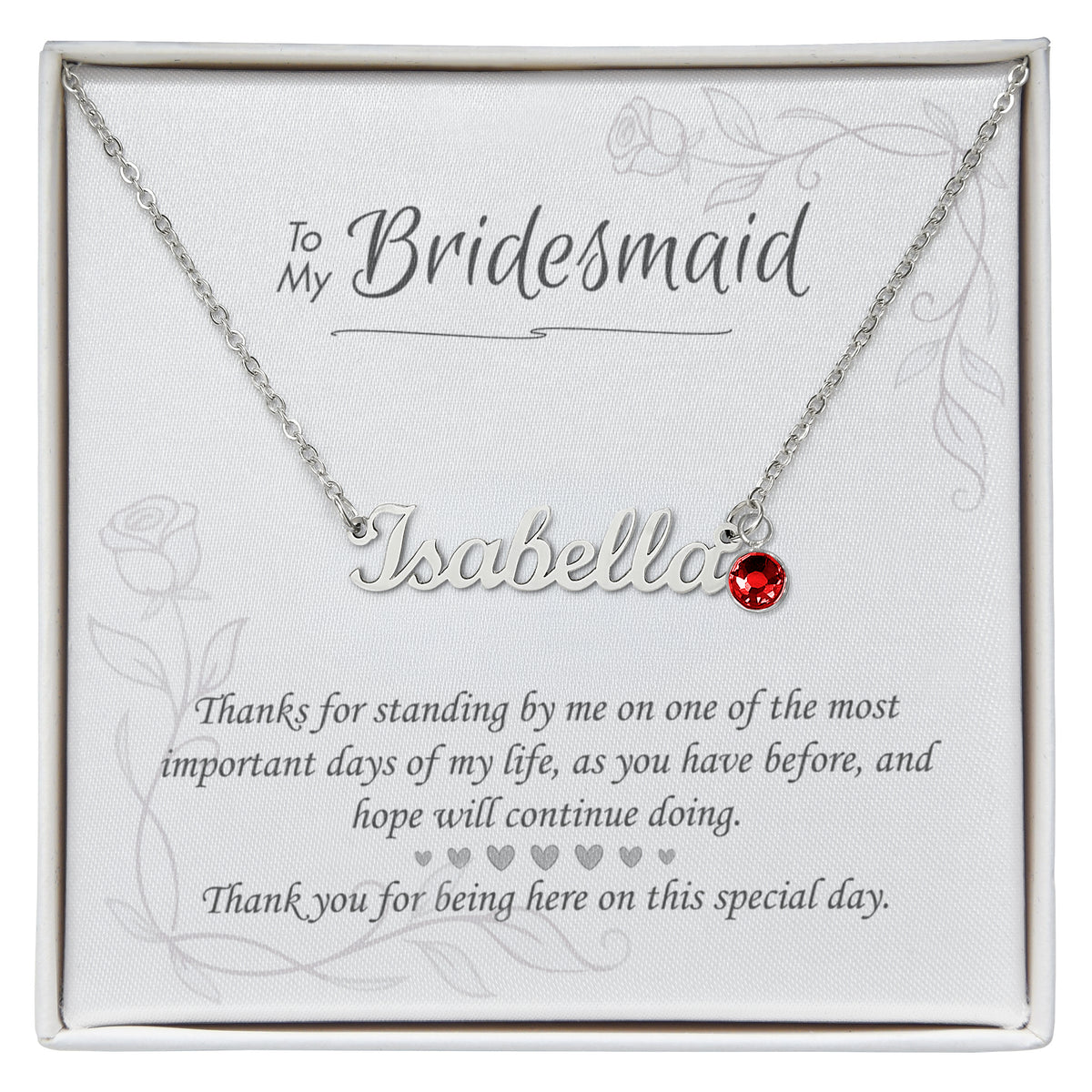 Custom Bridesmaid Birthstone necklace