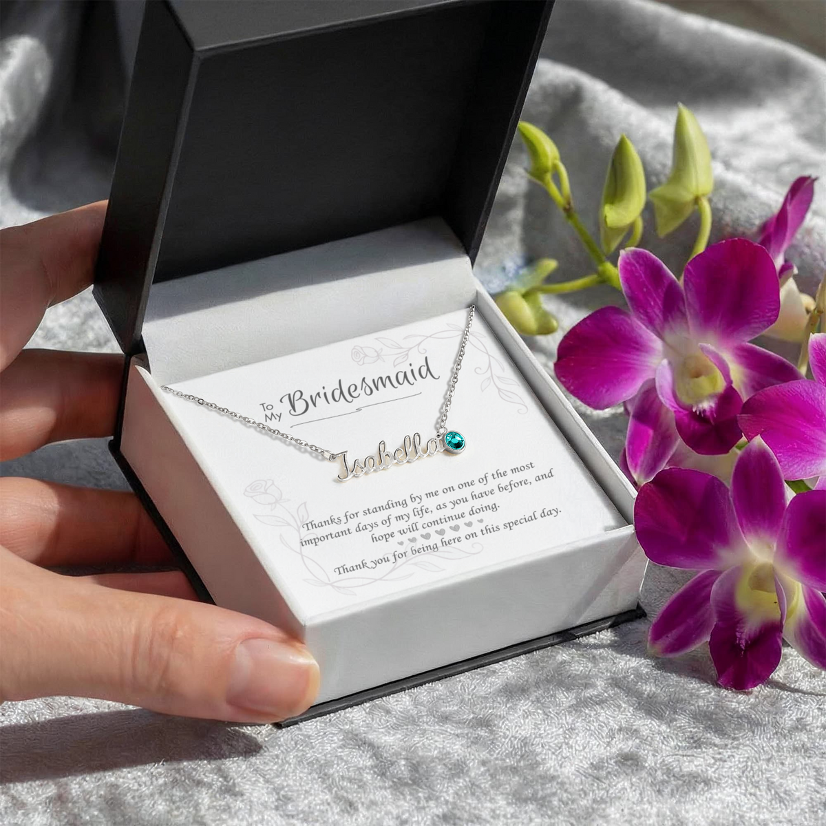 Custom Bridesmaid Birthstone necklace