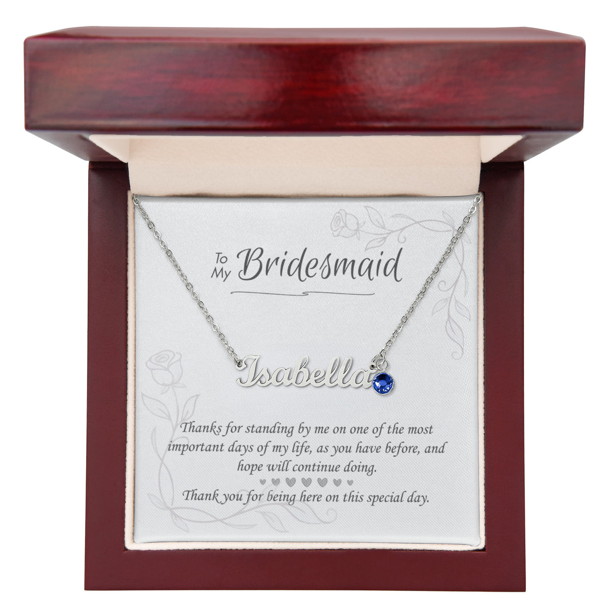 Custom Bridesmaid Birthstone necklace