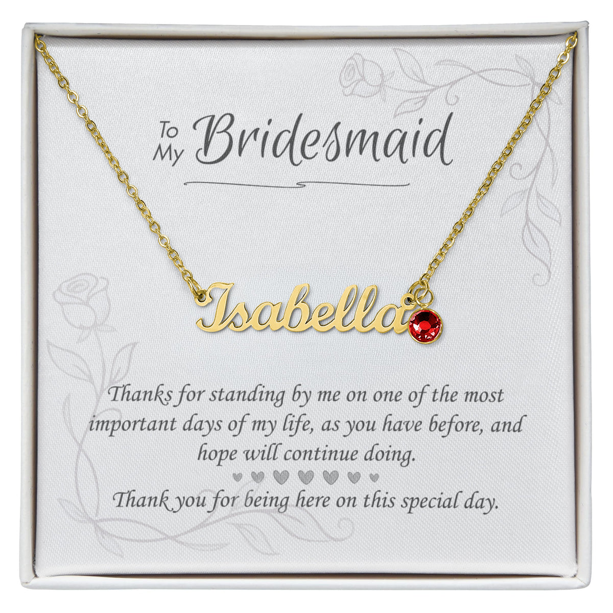 Custom Bridesmaid Birthstone necklace