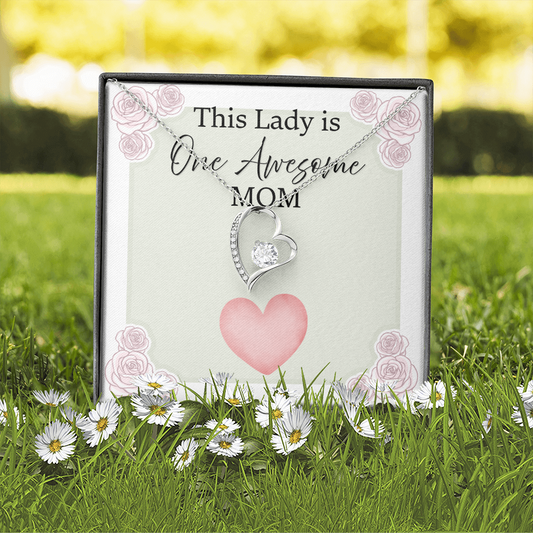 One Awesome Mom - Heart necklace